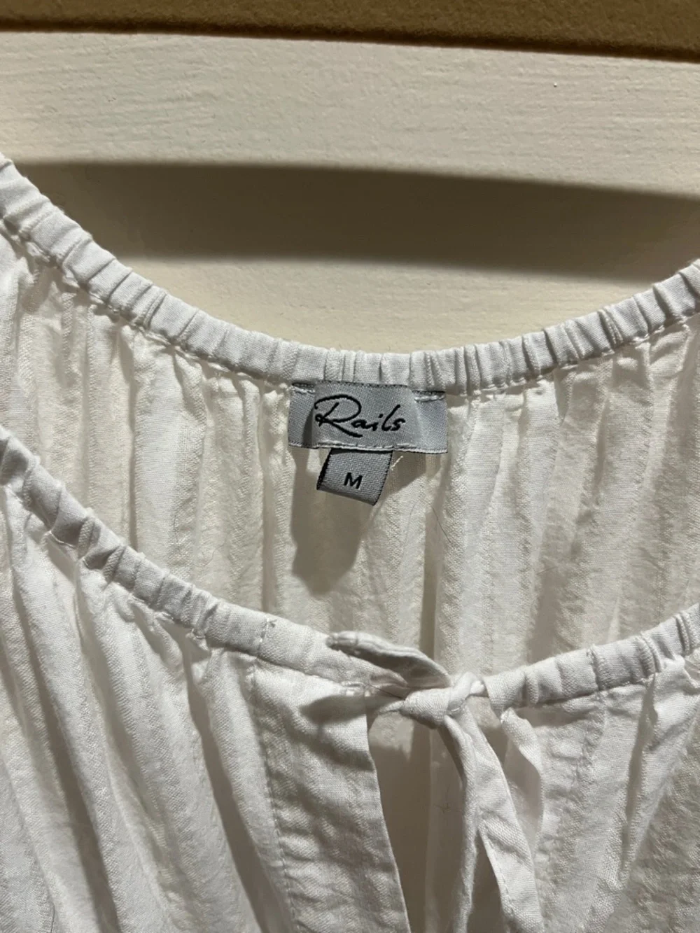 Rails White Tie-Neck Smocked Top - Picture 2 of 4